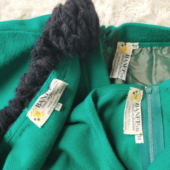 Banff Vintage 3 Piece Skirt Jacket Set Wool Green 10 - Picture 11 of 11